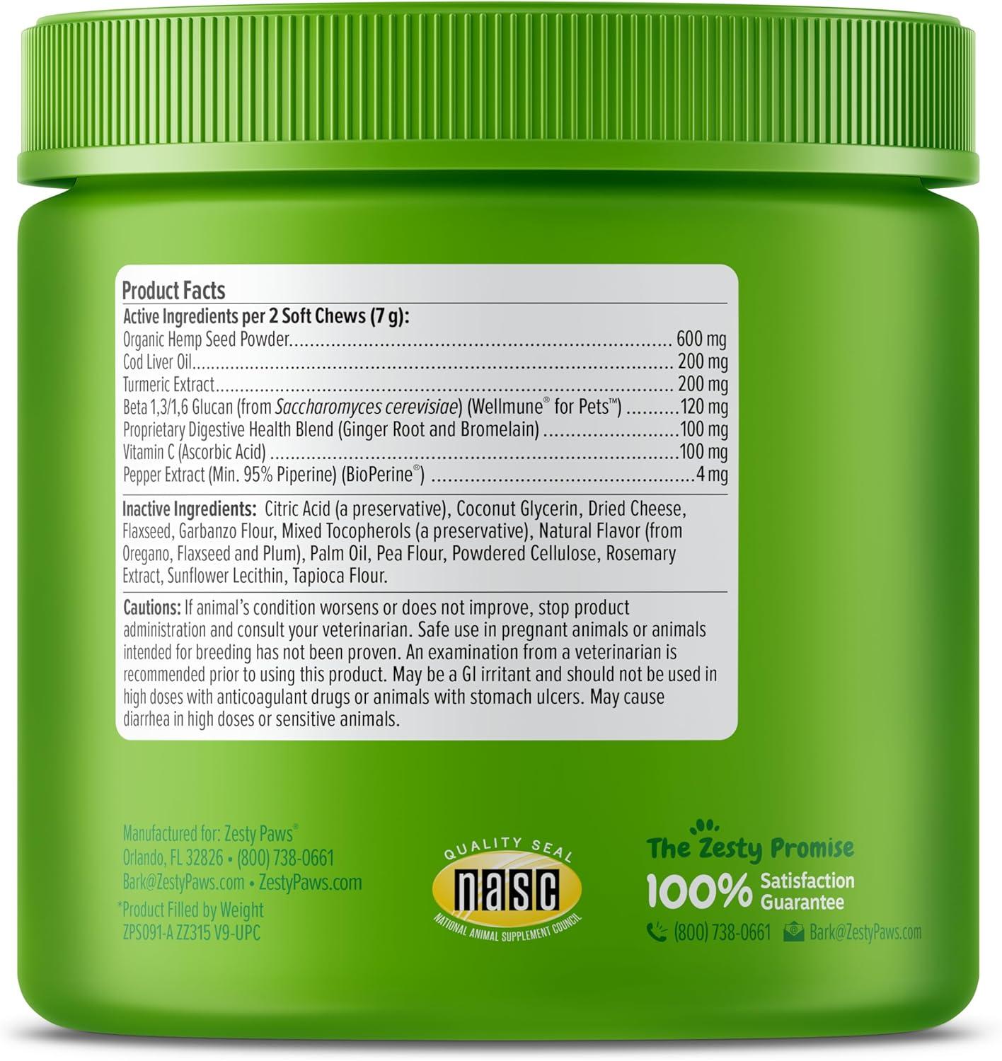 imageZesty Paws Dog Allergy Relief  Anti Itch Supplement  Omega 3 Probiotics for Dogs  Digestive Health  Soft Chews for Skin ampamp Seasonal Allergies  with Epicor Pets  Puppy  Lamb  90 CountHemp