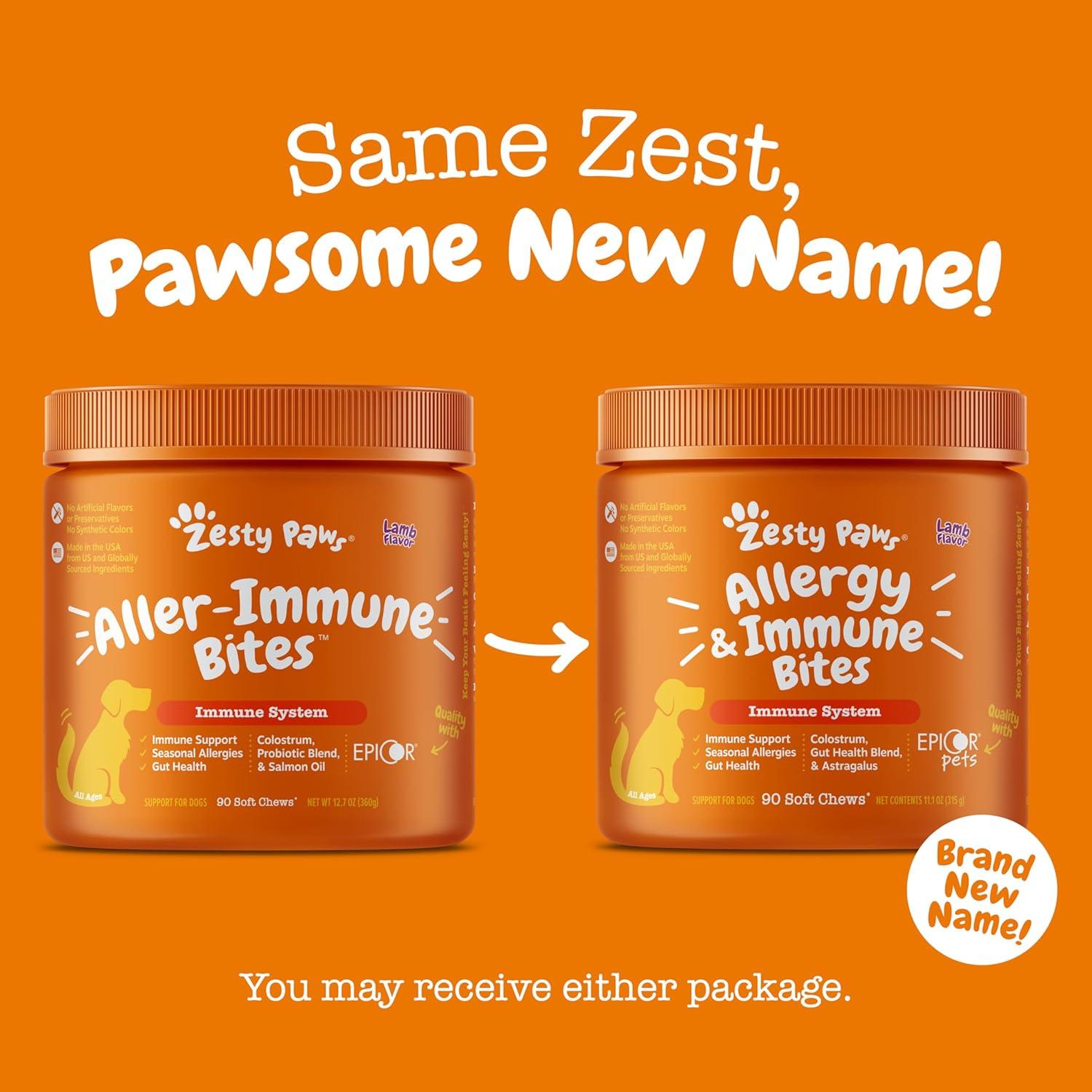 imageZesty Paws Dog Allergy Relief  Anti Itch Supplement  Omega 3 Probiotics for Dogs  Digestive Health  Soft Chews for Skin ampamp Seasonal Allergies  with Epicor Pets  Puppy  Lamb  90 CountLamb