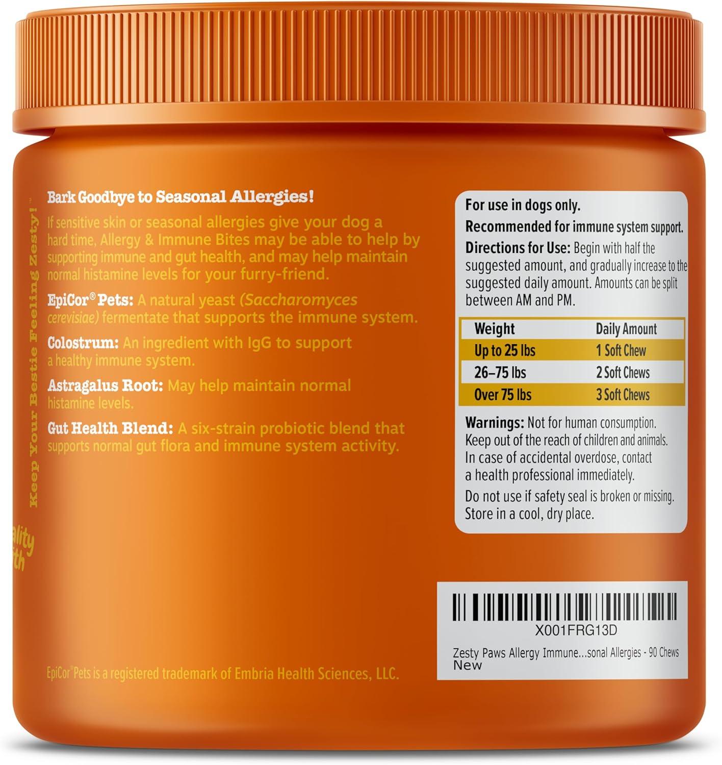 imageZesty Paws Dog Allergy Relief  Anti Itch Supplement  Omega 3 Probiotics for Dogs  Digestive Health  Soft Chews for Skin ampamp Seasonal Allergies  with Epicor Pets  Puppy  Lamb  90 CountLamb