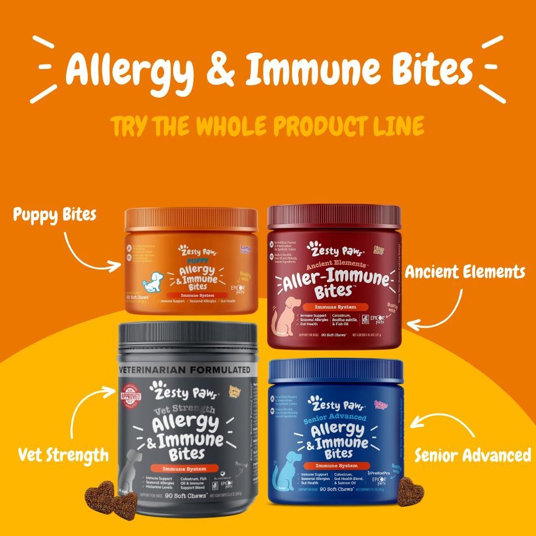 imageZesty Paws Dog Allergy Relief  Anti Itch Supplement  Omega 3 Probiotics for Dogs  Digestive Health  Soft Chews for Skin ampamp Seasonal Allergies  with Epicor Pets  Puppy  Lamb  90 CountHemp