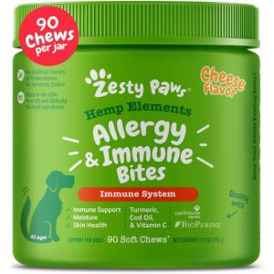 imageZesty Paws Dog Allergy Relief  Anti Itch Supplement  Omega 3 Probiotics for Dogs  Digestive Health  Soft Chews for Skin ampamp Seasonal Allergies  with Epicor Pets  Puppy  Lamb  90 CountHemp