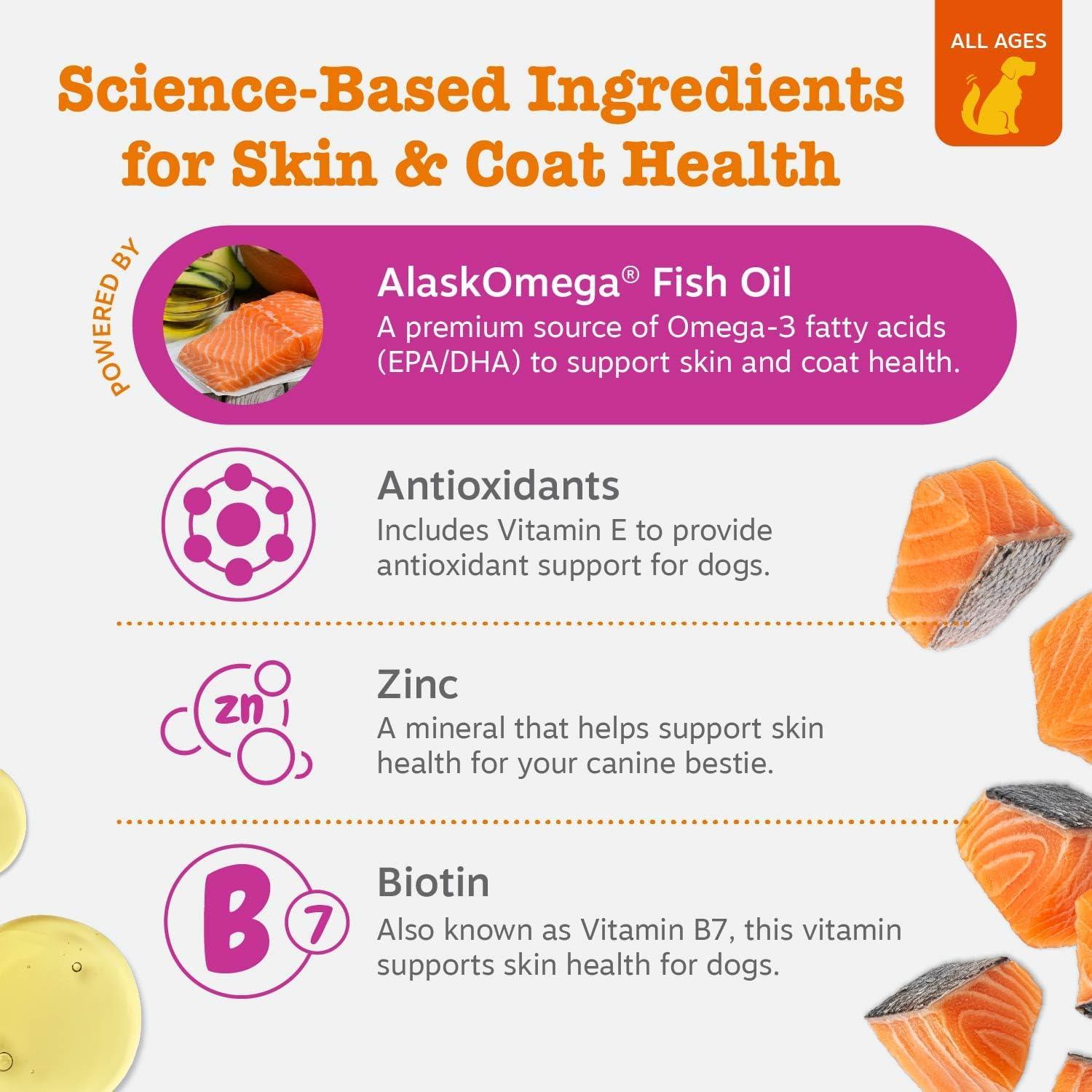 imageZesty Paws Salmon Oil for Dogs Skin and Coat Omega 3 Fish Oil Chews Dog Allergy Relief Chews Itch Relief Supplement 250 Count Salmon FlavorBacon