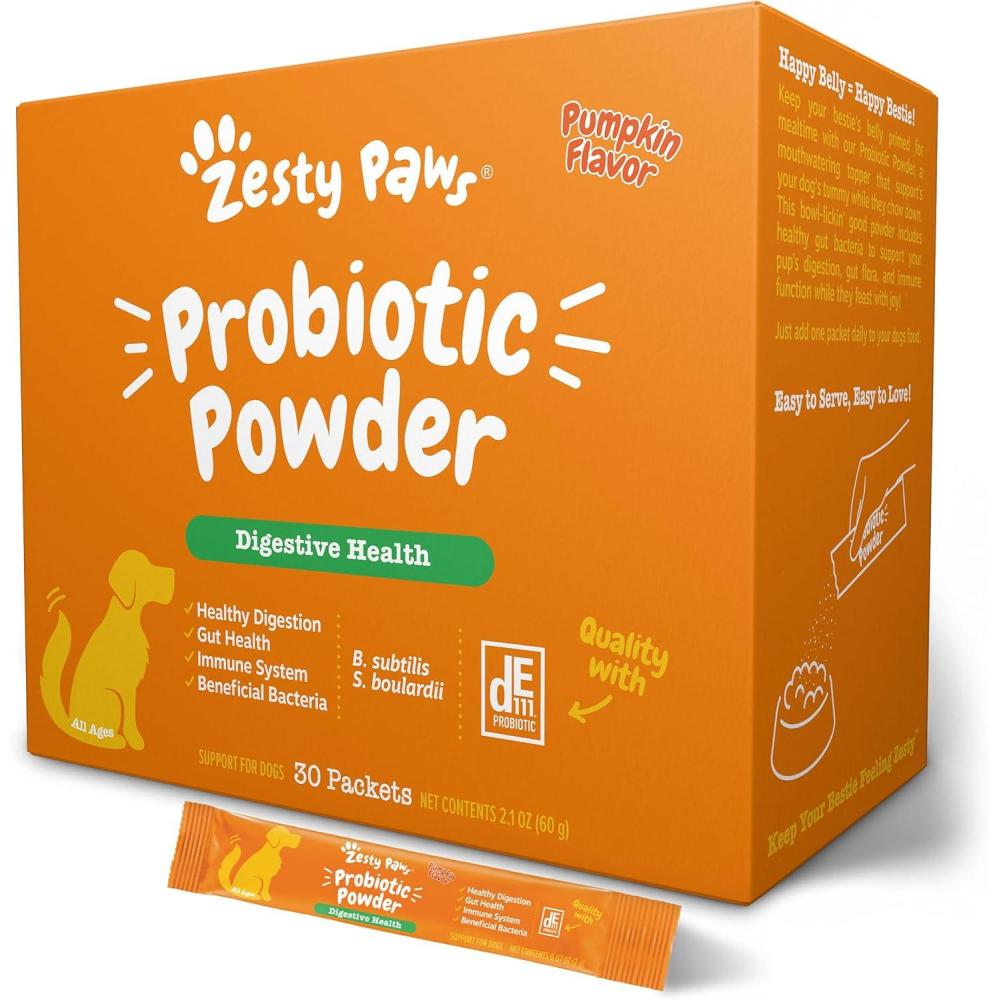 imageZesty Paws Probiotics for Dogs Digestive Enzymes Gut Flora Digestive Health Diarrhea ampamp Bowel Support DE111 Dog Probiotics Soft Chew for Pet Immune System Chicken 90 CtDog  Pumpkin
