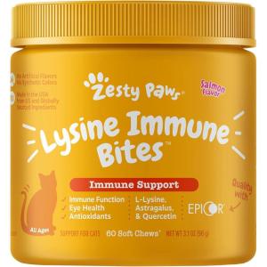 imageZesty Paws Cat Allergy Relief  Anti Itch Supplement  Omega 3 Probiotics  Salmon Oil Digestive Health  Soft Chews for Skin ampamp Seasonal Allergies  with Epicor Pets  Bacon  60 Count