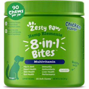 imageZesty Paws Dog Multivitamin Chewable Dog Vitamins and Supplements for Hip ampamp Joints Skin ampamp Coat Omega 3 Fish Oil for Dogs Senior ampamp Puppy Multivitamin  Bison 90ctChicken  Hemp