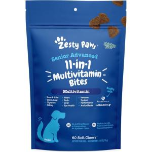 imageZesty Paws Dog Multivitamin Chewable Dog Vitamins and Supplements for Hip ampamp Joints Skin ampamp Coat Omega 3 Fish Oil for Dogs Senior ampamp Puppy Multivitamin  Bison 90ctChicken  Advanced