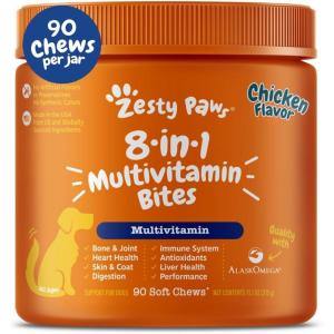 imageZesty Paws Dog Multivitamin Chewable Dog Vitamins and Supplements for Hip ampamp Joints Skin ampamp Coat Omega 3 Fish Oil for Dogs Senior ampamp Puppy Multivitamin  Bison 90ctChicken