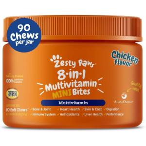 imageZesty Paws Dog Multivitamin Chewable Dog Vitamins and Supplements for Hip ampamp Joints Skin ampamp Coat Omega 3 Fish Oil for Dogs Senior ampamp Puppy Multivitamin  Bison 90ctChicken  Mini