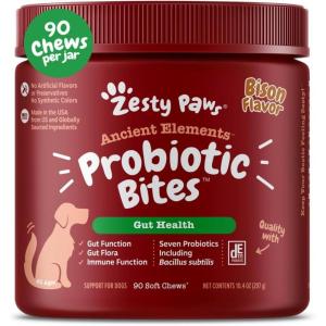 imageZesty Paws Probiotics for Dogs Digestive Enzymes Gut Flora Digestive Health Diarrhea ampamp Bowel Support DE111 Dog Probiotics Soft Chew for Pet Immune System Chicken 90 CtBison