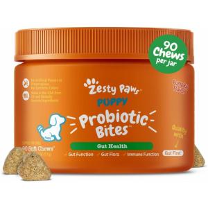 imageZesty Paws Probiotics for Dogs Digestive Enzymes Gut Flora Digestive Health Diarrhea ampamp Bowel Support DE111 Dog Probiotics Soft Chew for Pet Immune System Chicken 90 CtPumpkin  Puppy