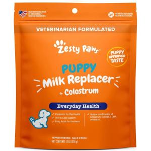 imageZesty Paws Puppy Milk Replacer  Colostrum  Milk Replacement Supplement Powder for Puppies ampamp Senior Dogs  Omega 3 DHA Prebiotics ampamp Probiotics for Dogs  for Skin Coat Heart ampamp Gut Health  12 ozMilk