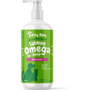 imageZesty Paws Salmon Omega Oil Hemp for Dogs and Cats with Wild Alaskan Salmon Oil Omega 3 and 6 Fatty Acids with EPA DHA for Pets Supports Normal Skin Moisture and Immune System Function 16ozSalmon Oil  Hemp