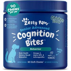 imageZesty Paws Senior Advanced Calming ampamp Cognition Soft Chews for Dogs  Supplements for Dog Brain Health ampamp Nervous System Support  Calming ampamp Relaxation with Ashwagandha DHA ampamp MelatoninCognition