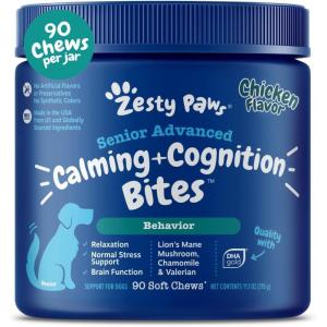 imageZesty Paws Senior Advanced Calming ampamp Cognition Soft Chews for Dogs  Supplements for Dog Brain Health ampamp Nervous System Support  Calming ampamp Relaxation with Ashwagandha DHA ampamp MelatoninCalming  Cognition