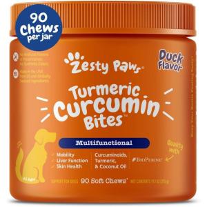 imageZesty Paws Turmeric Curcumin for Dogs  for Hip ampamp Joint Mobility Supports Canine Digestive Cardiovascular ampamp Liver Health  Coconut Oil for Skin Health with 95 Curcuminoids  BioPerine Duck 90 Count