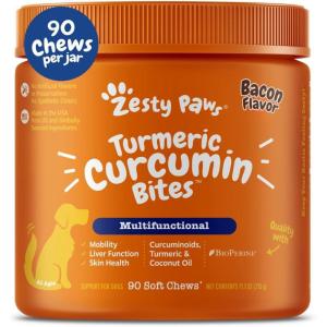 imageZesty Paws Turmeric Curcumin for Dogs  for Hip ampamp Joint Mobility Supports Canine Digestive Cardiovascular ampamp Liver Health  Coconut Oil for Skin Health with 95 Curcuminoids  BioPerine Bacon 90 Count
