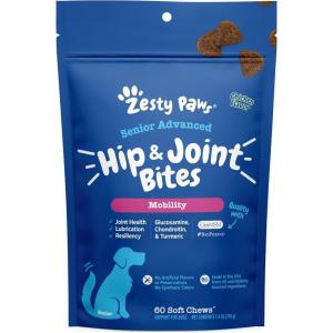 imageZesty Paws Vet Strength Mobility Bites Beef ampamp Bacon Flavor Hip ampamp Joint Support Chews for Dogs with Glucosamine Chondroitin MSM Hyaluronic Acid ampamp Serrazimes  90 CountChicken