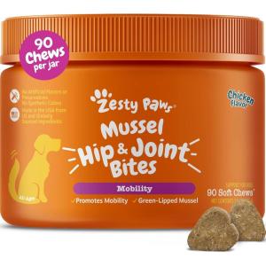 imageZesty Paws Vet Strength Mobility Bites Beef ampamp Bacon Flavor Hip ampamp Joint Support Chews for Dogs with Glucosamine Chondroitin MSM Hyaluronic Acid ampamp Serrazimes  90 CountChicken  Mussel