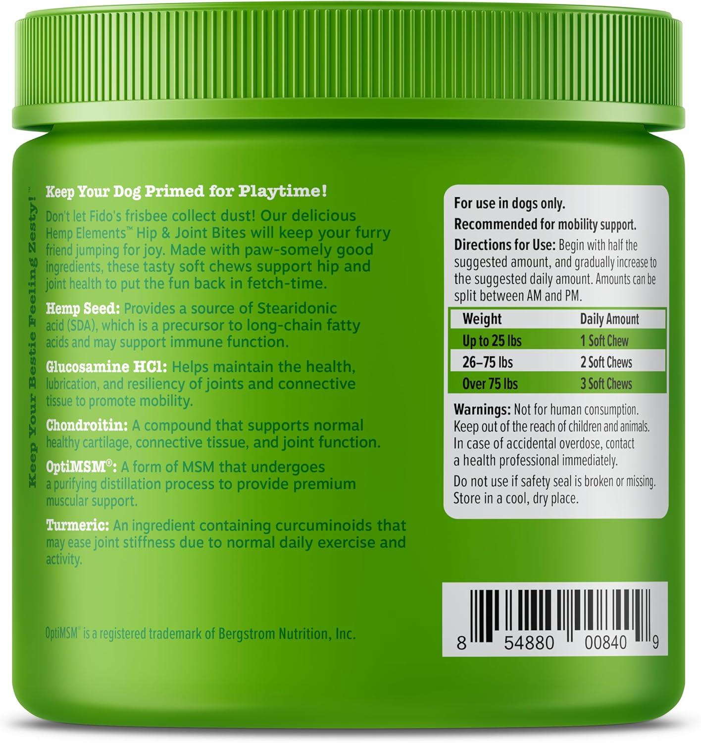 imageZesty Paws Hip and Joint for Dogs Glucosamine for Dogs Hip and Joint Supplement with Chondroitin MSM Vitamins C ampamp E  Bacon 50 CountChicken  Hemp