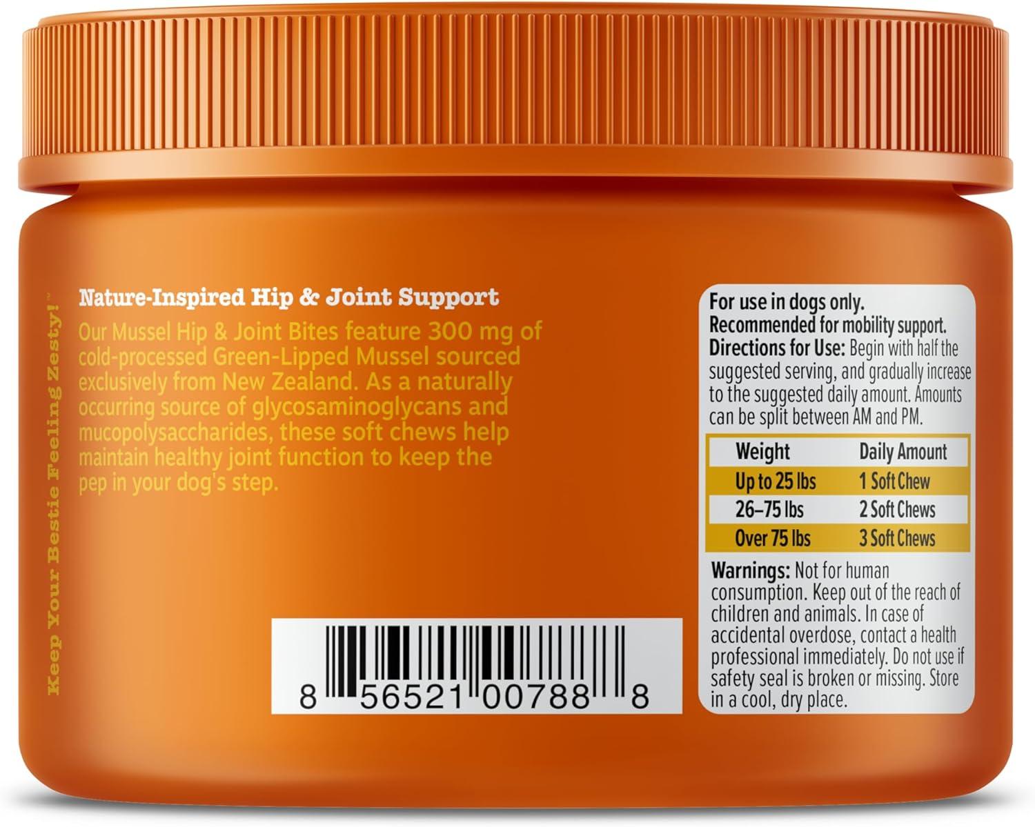 imageZesty Paws Hip and Joint for Dogs Glucosamine for Dogs Hip and Joint Supplement with Chondroitin MSM Vitamins C ampamp E  Bacon 50 CountChicken  Mussel