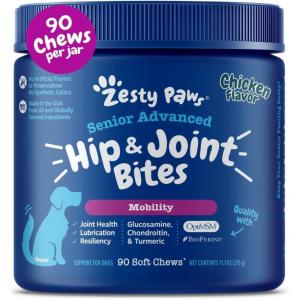 imageZesty Paws Hip and Joint for Dogs Glucosamine for Dogs Hip and Joint Supplement with Chondroitin MSM Vitamins C ampamp E  Bacon 50 CountChicken