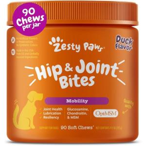 imageZesty Paws Hip and Joint for Dogs Glucosamine for Dogs Hip and Joint Supplement with Chondroitin MSM Vitamins C ampamp E  Bacon 50 CountDuck