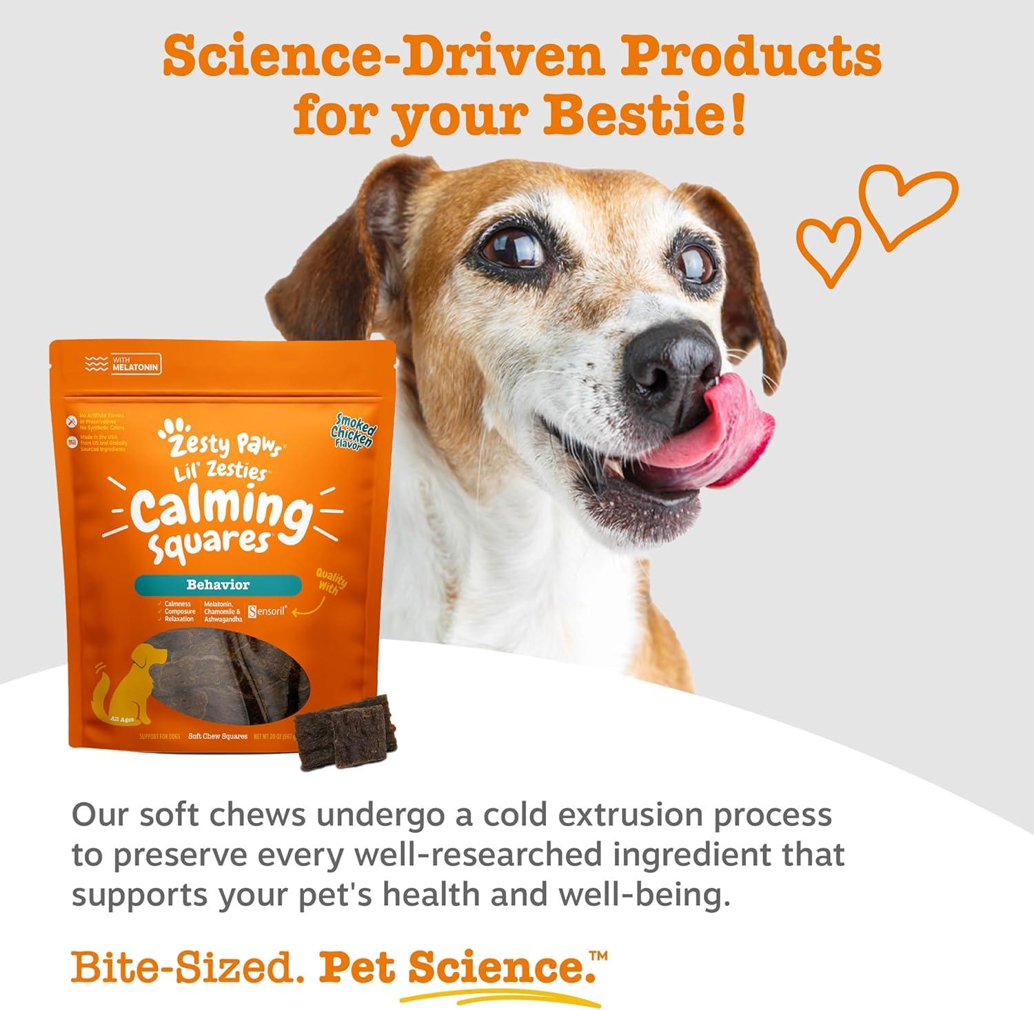 imageZesty Paws Flavored Soft Chews  Calming for Dogs Anxiety Composure Relief with Ashwagandha Melatonin Chamomile Passionflower Dog Stress Separation Aid for Fireworks and Thunder 10 ozChicken