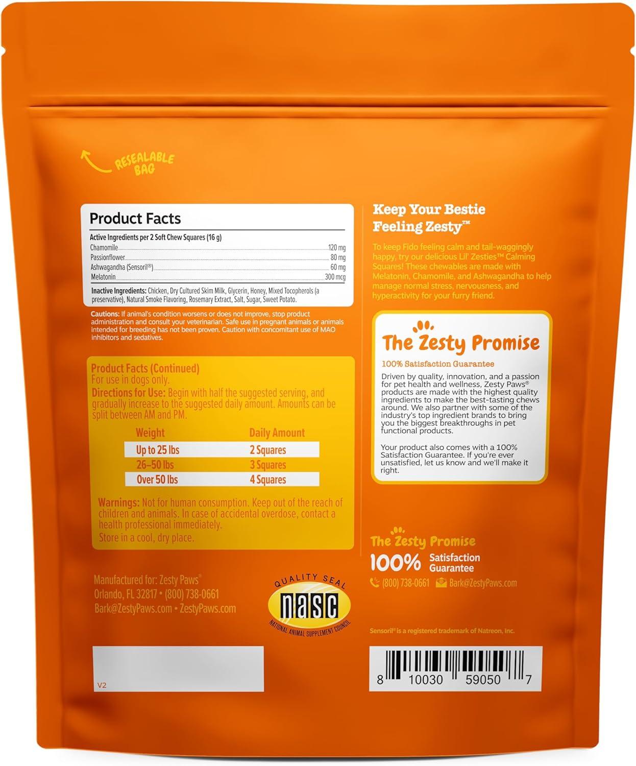 imageZesty Paws Flavored Soft Chews  Calming for Dogs Anxiety Composure Relief with Ashwagandha Melatonin Chamomile Passionflower Dog Stress Separation Aid for Fireworks and Thunder 10 ozChicken