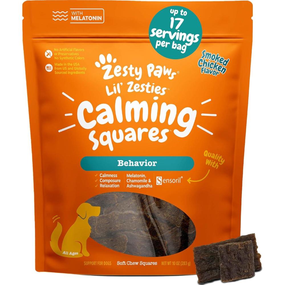 imageZesty Paws Flavored Soft Chews  Calming for Dogs Anxiety Composure Relief with Ashwagandha Melatonin Chamomile Passionflower Dog Stress Separation Aid for Fireworks and Thunder 10 ozChicken
