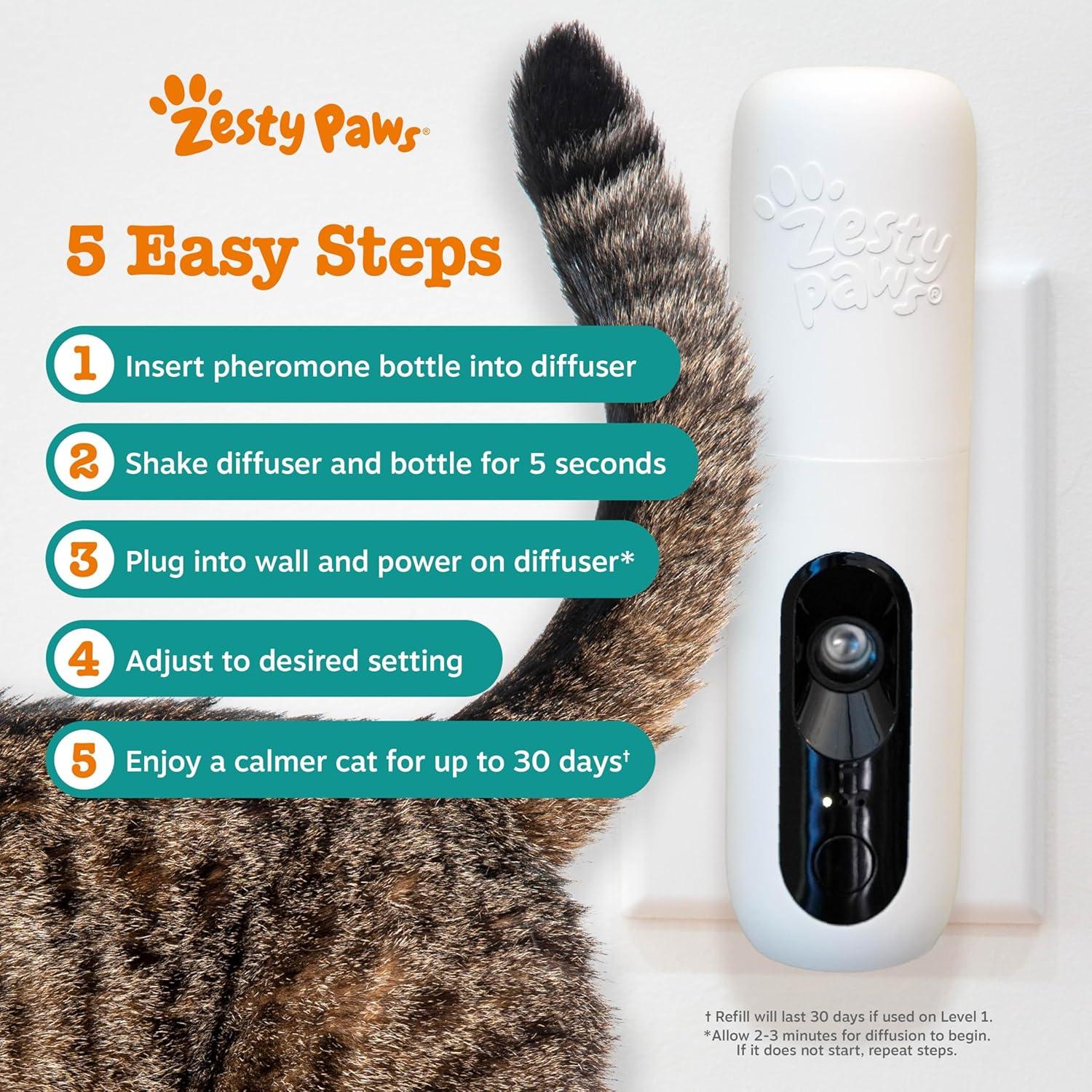 imageZesty Paws 30 Day Cat Pheromones Calming Diffuser Plugin Starter Kit  Cat Calming Diffuser for Cats with Stress Urine Spraying Scratching Excessive Grooming ampamp Aggression  TrialTrial Size