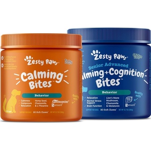 image:imageZesty Paws Calming Soft Chews for Dogs  Melatonin Ashwagandha  Senior Advanced Calming amp Cognition Soft Chews for Dogs