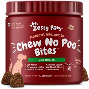 image:imageZesty Paws Chew No Poo Bites for Dogs  Stool Eating Deterrent Soft Chews for Dogs  Gut Periodontal amp Immune System Support  Premium DE111 Bacillus subtilis Probiotic  AE Bison  90 Count
